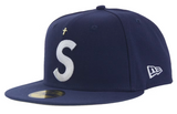 Supreme Gold Cross S Logo New Era Fitted Hat Light Navy
