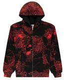 Sp5der AOP Web V2 Zip Up Hoodie Black