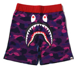 BAPE Crazy Camo Shark Sweat Shorts Purple