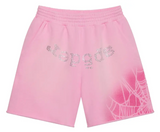 Sp5der OG Web V2 Spray Sweatshorts Pink