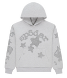 Sp5der Rhinestone Beluga Hoodie Heather Grey
