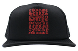 Chrome Hearts Eyechart Trucker Hat Black/Red